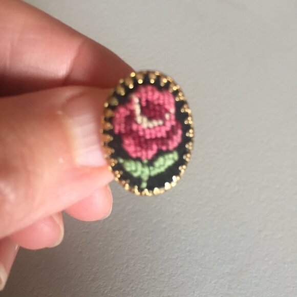 Miniature Framed Needle Point Earrings - Picture 2 of 9